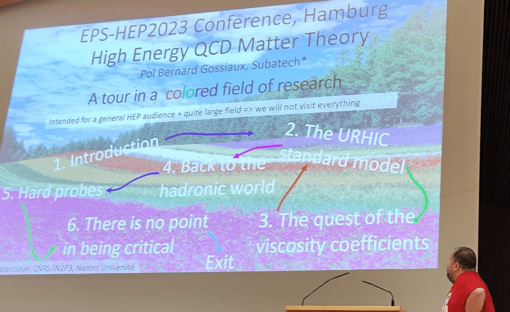 Pol Bernard Gossiaux presenting at EPS-HEP2023